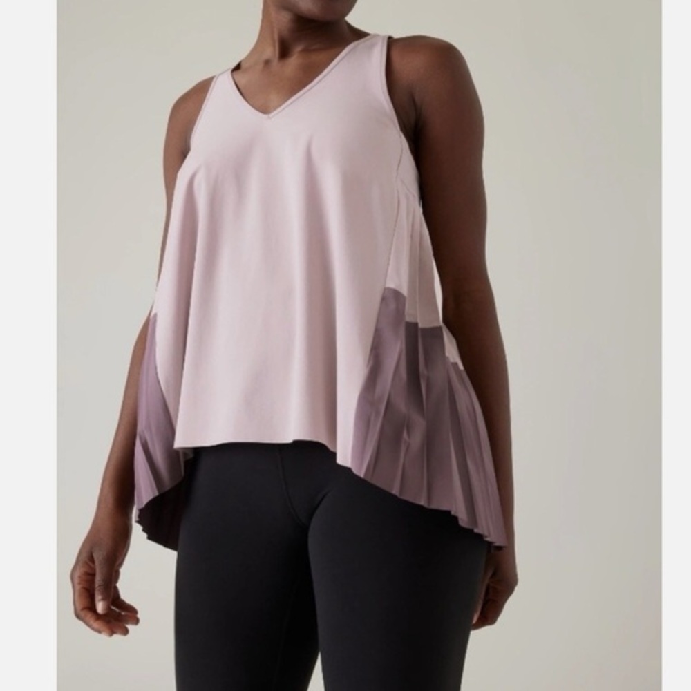 NWT Athleta Swing Forward Pleated Breathable Wicking Purple Hues Tank Top Sz XS